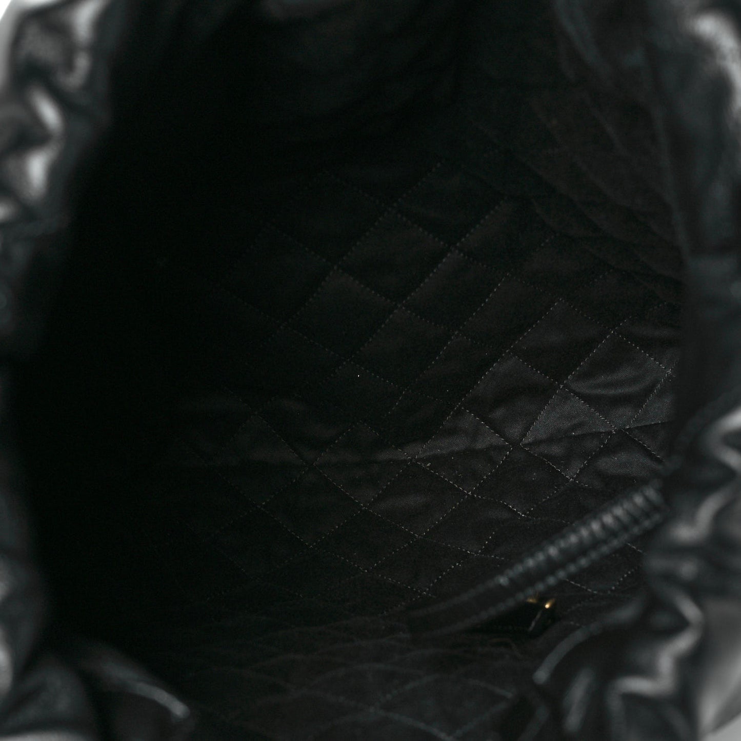 Shiny Calfskin Quilted Chanel 22 Backpack Black