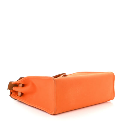 Hermes Toile Officer Vache Hunter Herbag Zip 31 PM Feu Natural 5 of 15