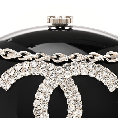 Chanel Resin Crystal Chain Fringe CC Oval Minaudiere Black 8 of 12