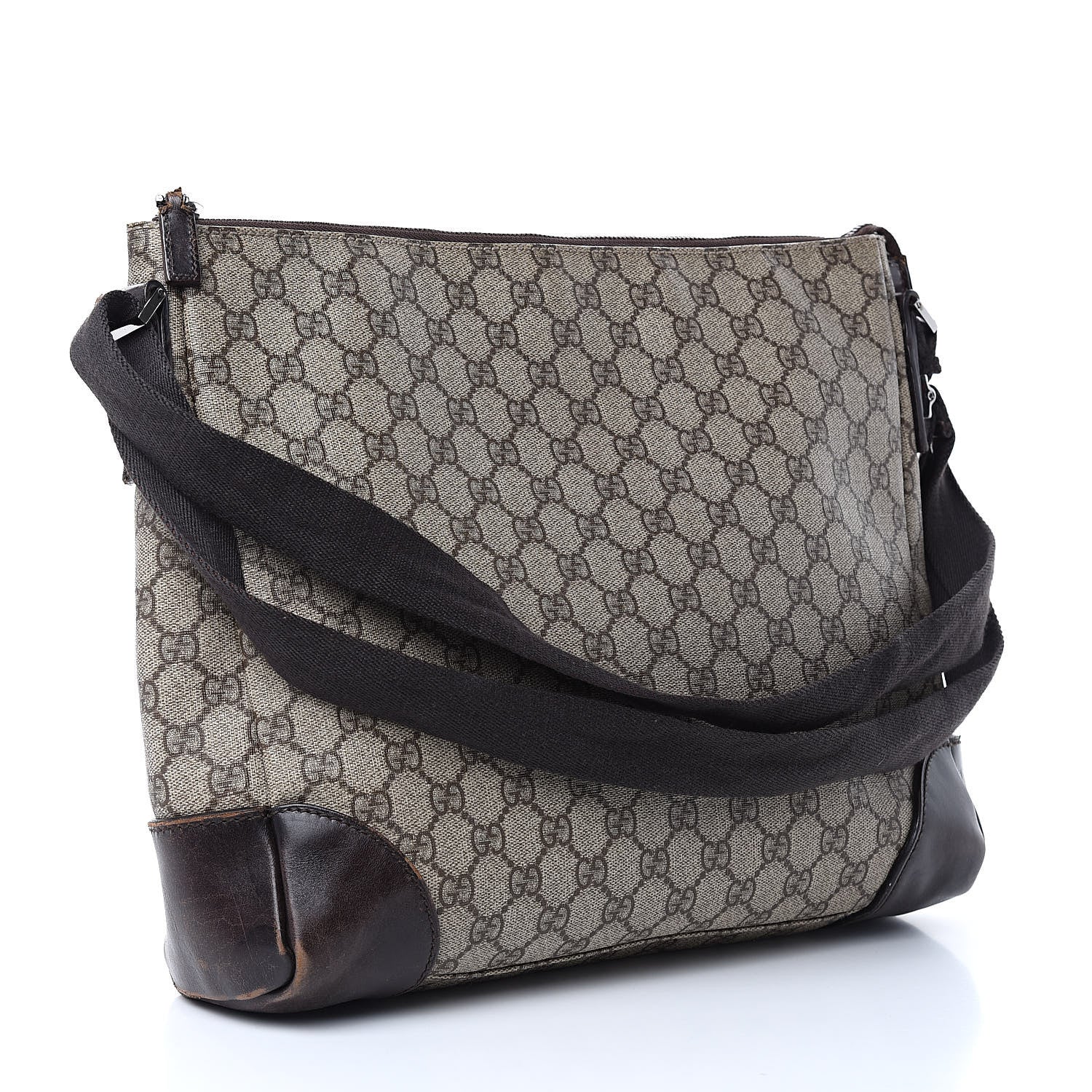 Gucci Denim Monogram Flat Messenger Bag Black 3 of 16