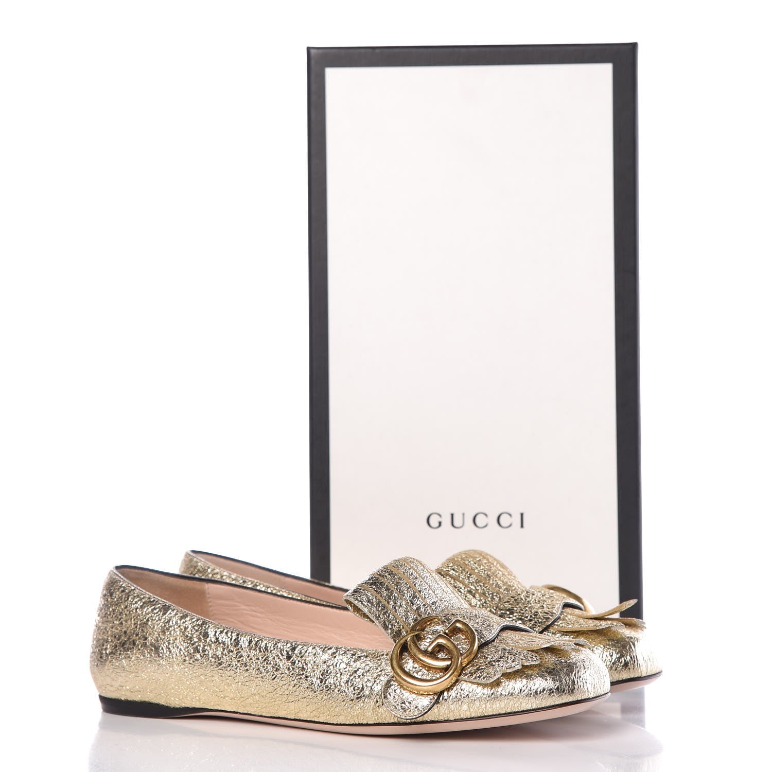Gucci Galassia GG Marmont Fringe Flats 36.5 Platino 9 of 9