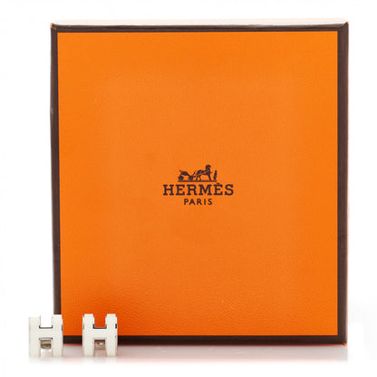 Hermes Palladium Lacquered Pop H Earrings White 6 of 6