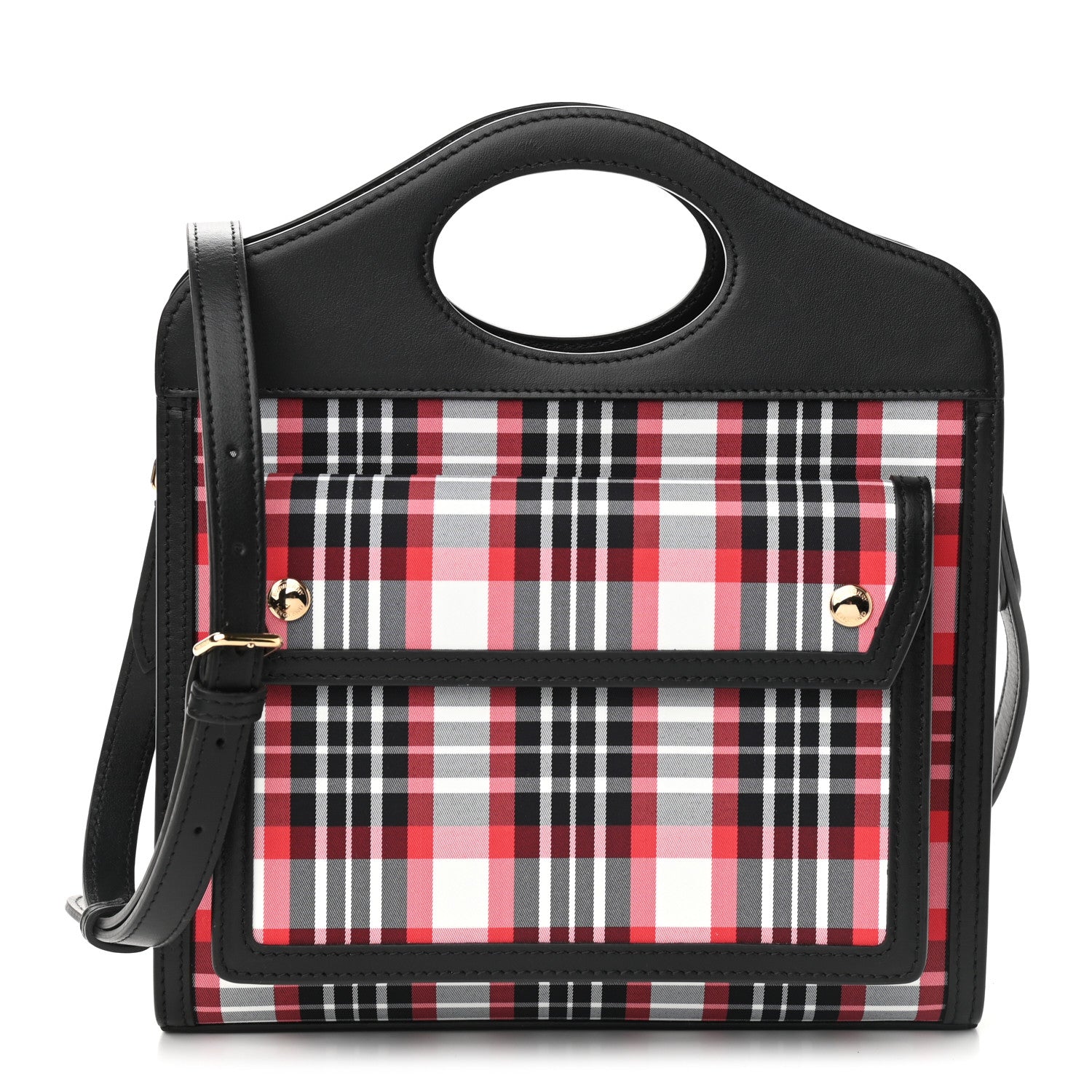 Burberry Calfskin Nylon Tartan Mini Pocket Bag Bright Red 1 of 9