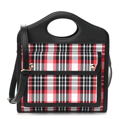 Burberry Calfskin Nylon Tartan Mini Pocket Bag Bright Red 1 of 9