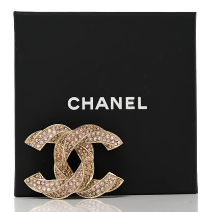 Chanel Crystal Twisted CC Brooch Gold Pale Pink 5 of 5