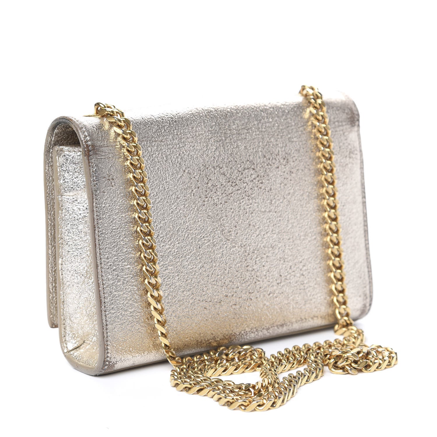 Saint Laurent Metallic Calfskin Small Classic Monogram Kate Satchel Pale Gold 2 of 13