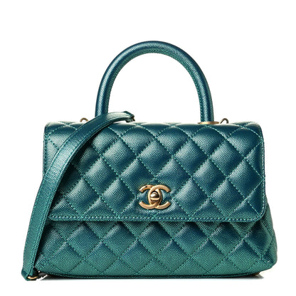 Chanel Metallic Caviar Quilted Mini Coco Handle Flap Blue 1 of 6