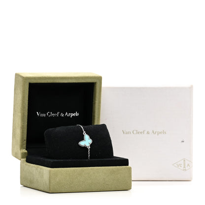 Van Cleef & Arpels 18K White Gold Turquoise Sweet Alhambra Butterfly Bracelet 4 of 4