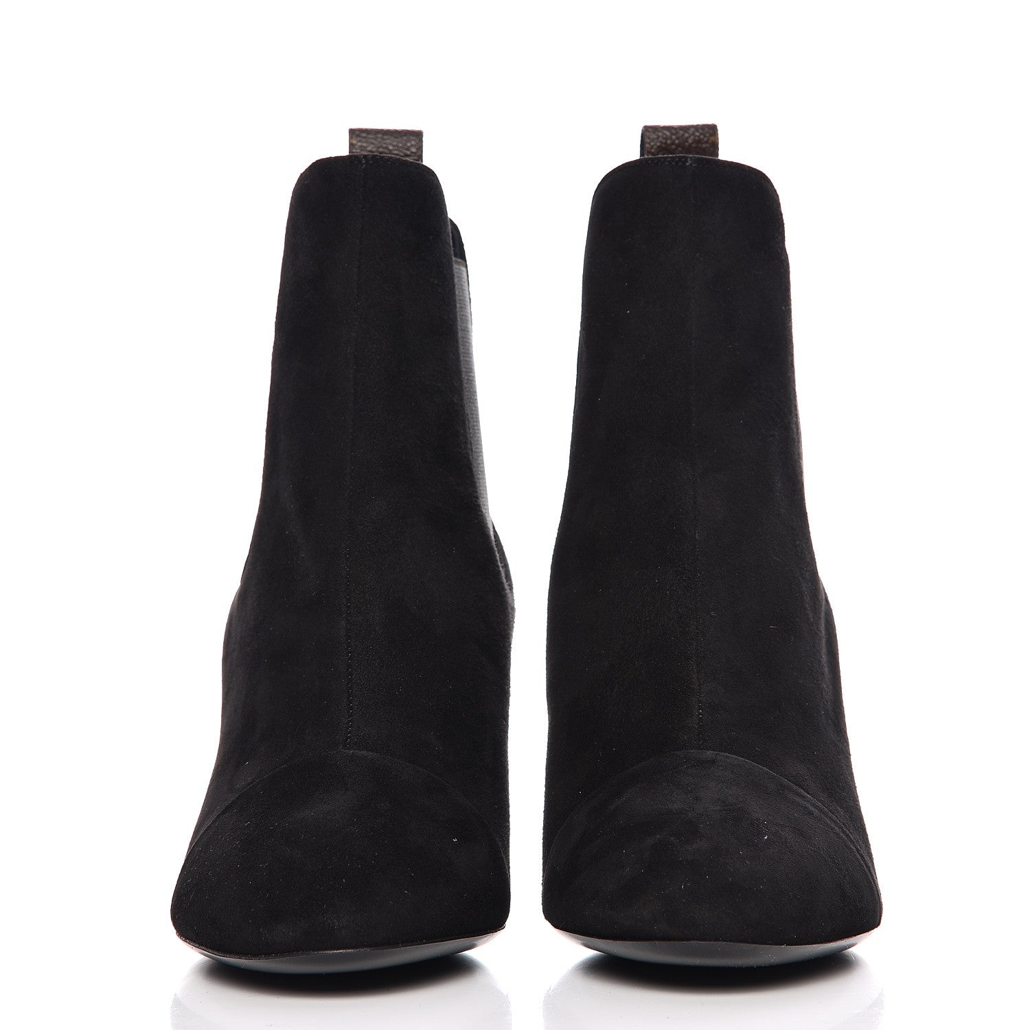 Louis Vuitton Suede Monogram Uniformes Cap Toe Chelsea 75mm Ankle Boots 37.5 Black 2 of 9