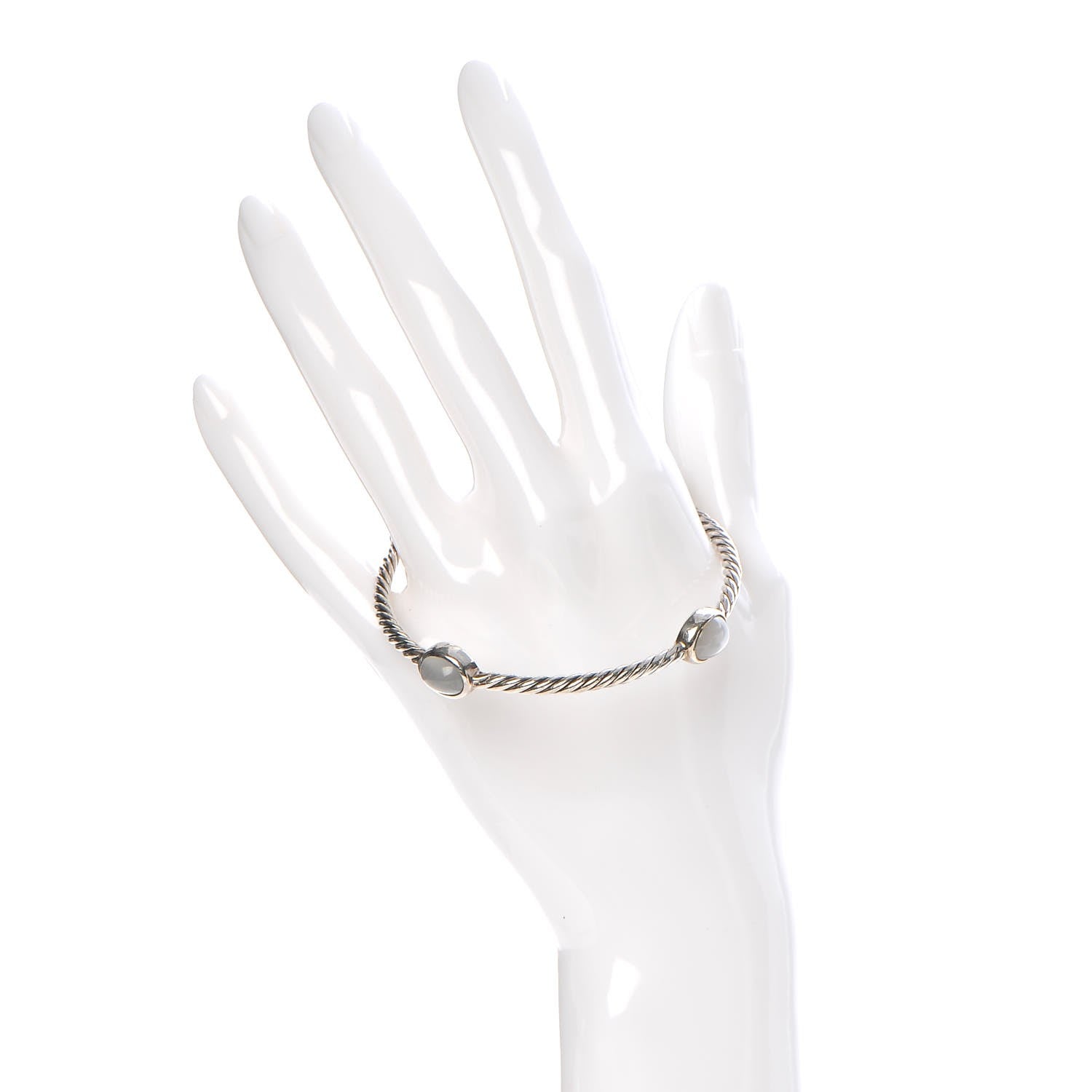 David Yurman Sterling Silver Chalcedony 3mm Color Classics Four Station Bangle 3 of 4