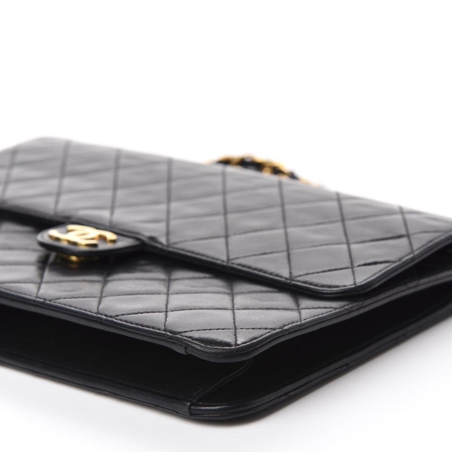 Lambskin Quilted Medium Single Flap Black
