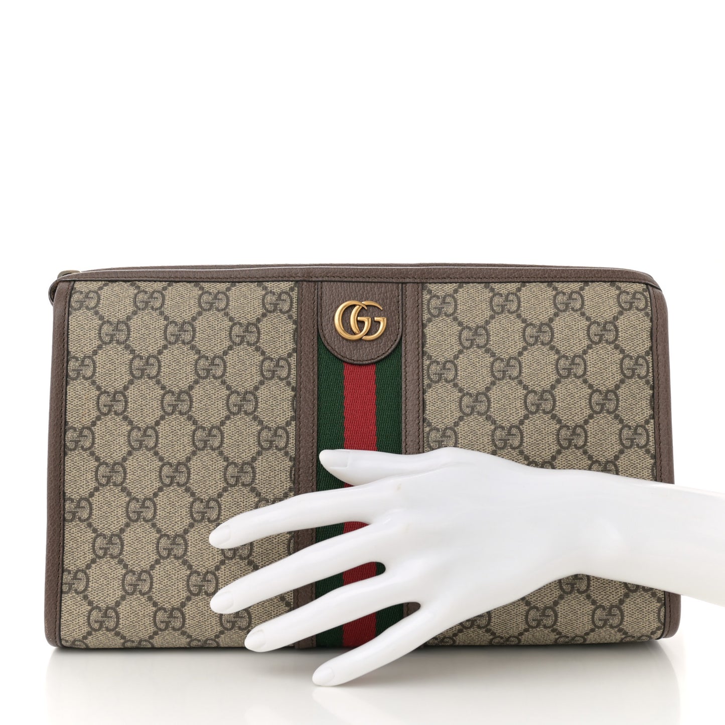 GG Supreme Monogram Web Ophidia GG Toiletry Case Beige New Acero