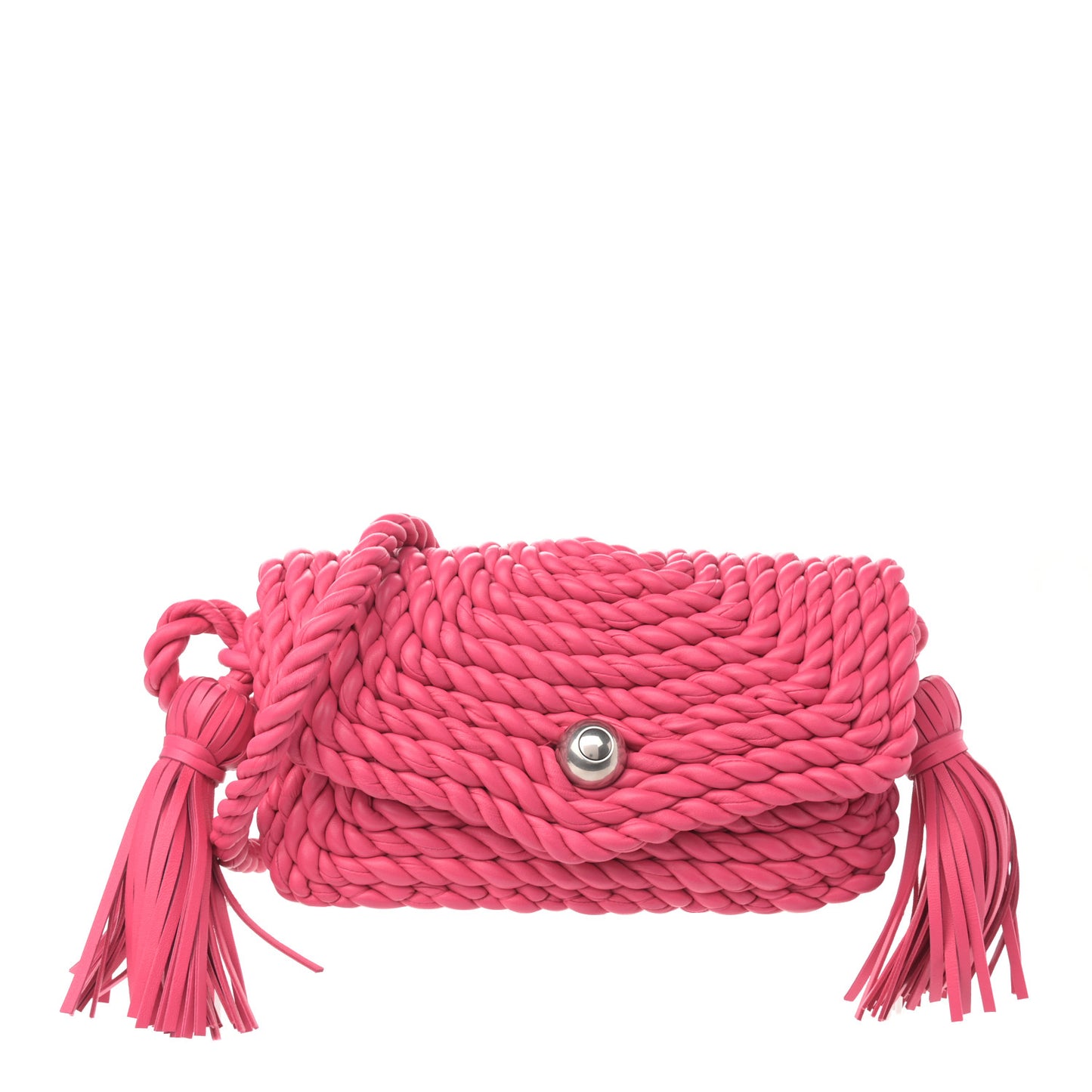 Lambskin Torchon Tasseled Twisted Shoulder Bag Lollipop