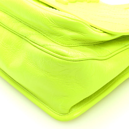 Saint Laurent Crinkled Calfskin Matelasse Monogram Medium Niki Chain Satchel Neon Yellow 9 of 9