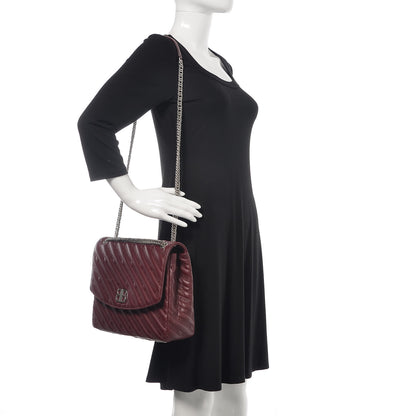 Balenciaga Calfskin Logo Matelasse Large BB Flap Chain Shoulder Bag Burgundy 2 of 12