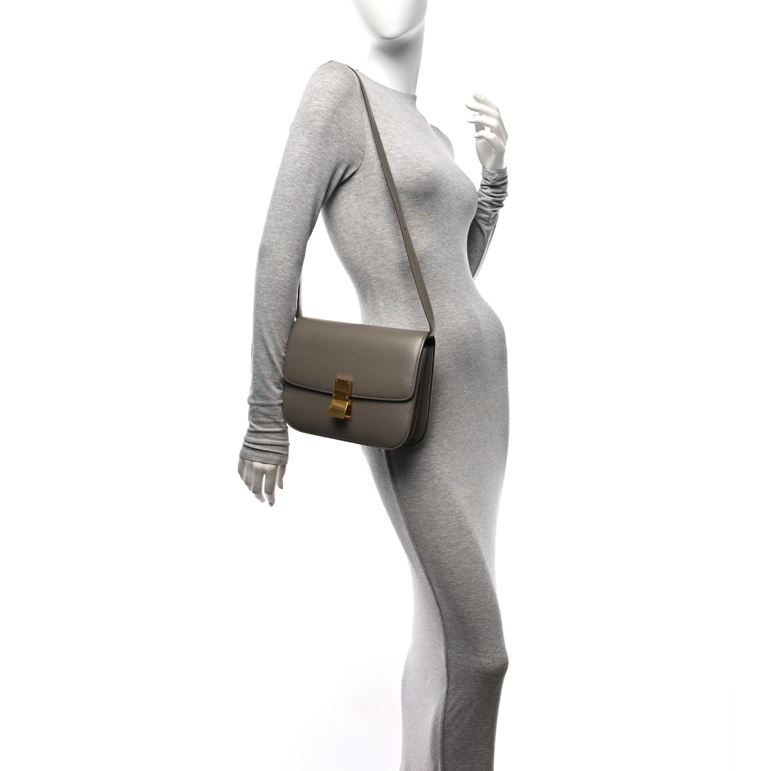 Celine Liege Calfskin Medium Classic Box Flap Bag Souris 2 of 11