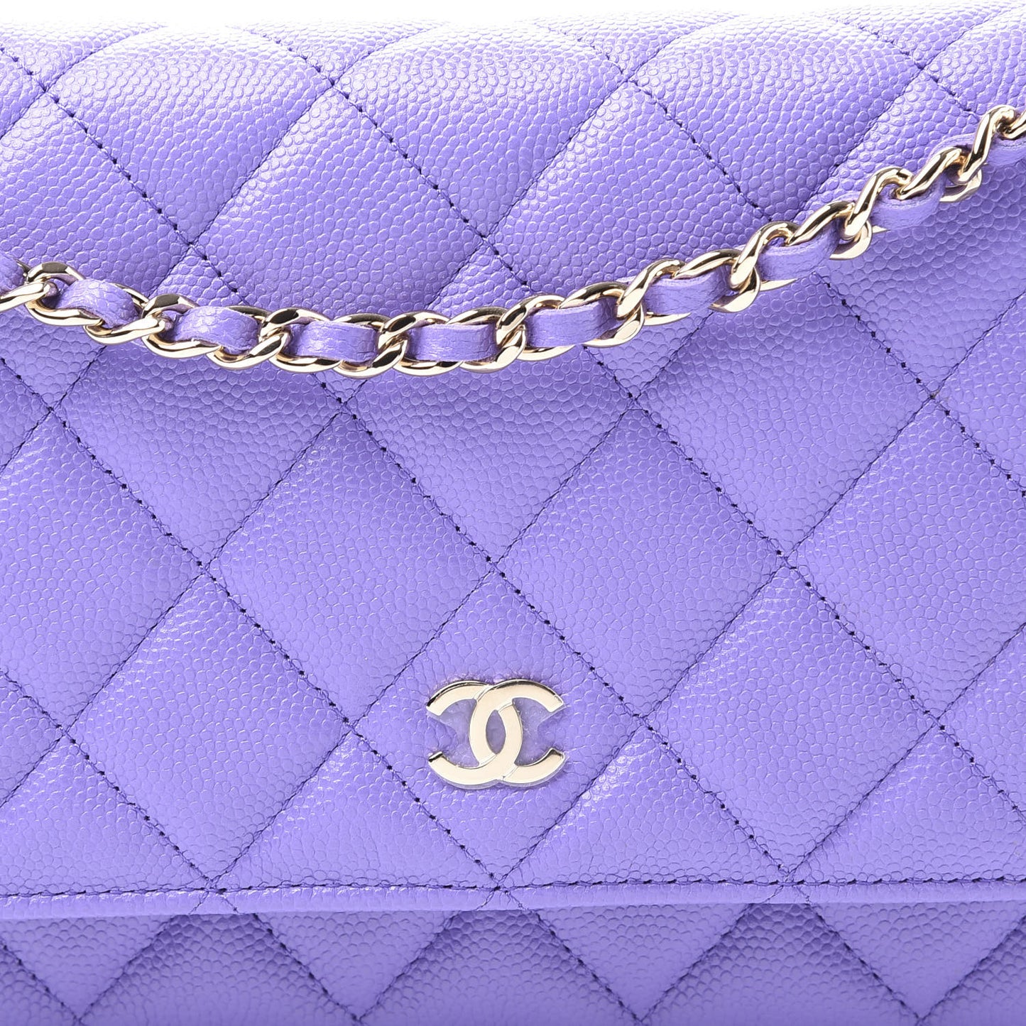 Caviar Quilted Wallet On Chain WOC Purple