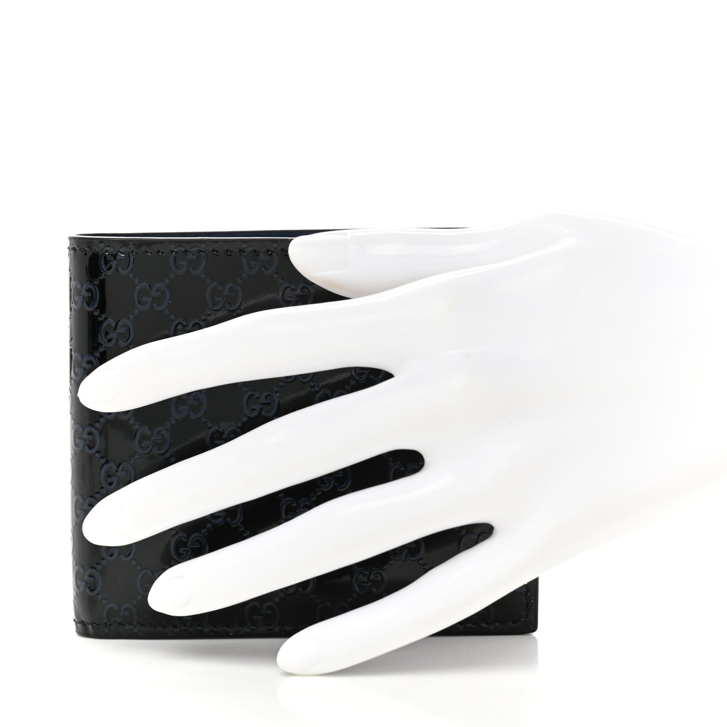 Patent Microguccissima Bi-Fold Wallet Blue