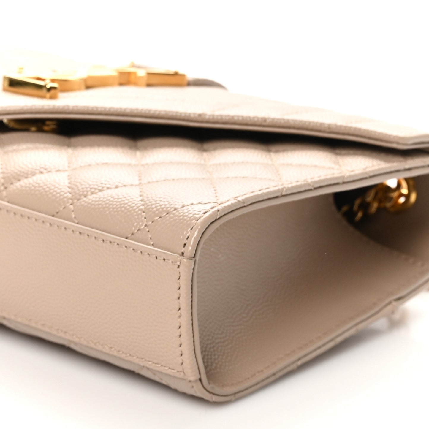 Grain De Poudre Textured Mixed Matelasse Triquilt Small Monogram Satchel Dark Beige