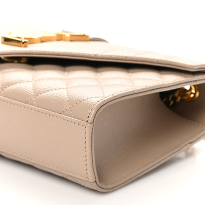 Saint Laurent Grain De Poudre Textured Mixed Matelasse Triquilt Small Monogram Satchel Dark Beige 9 of 9