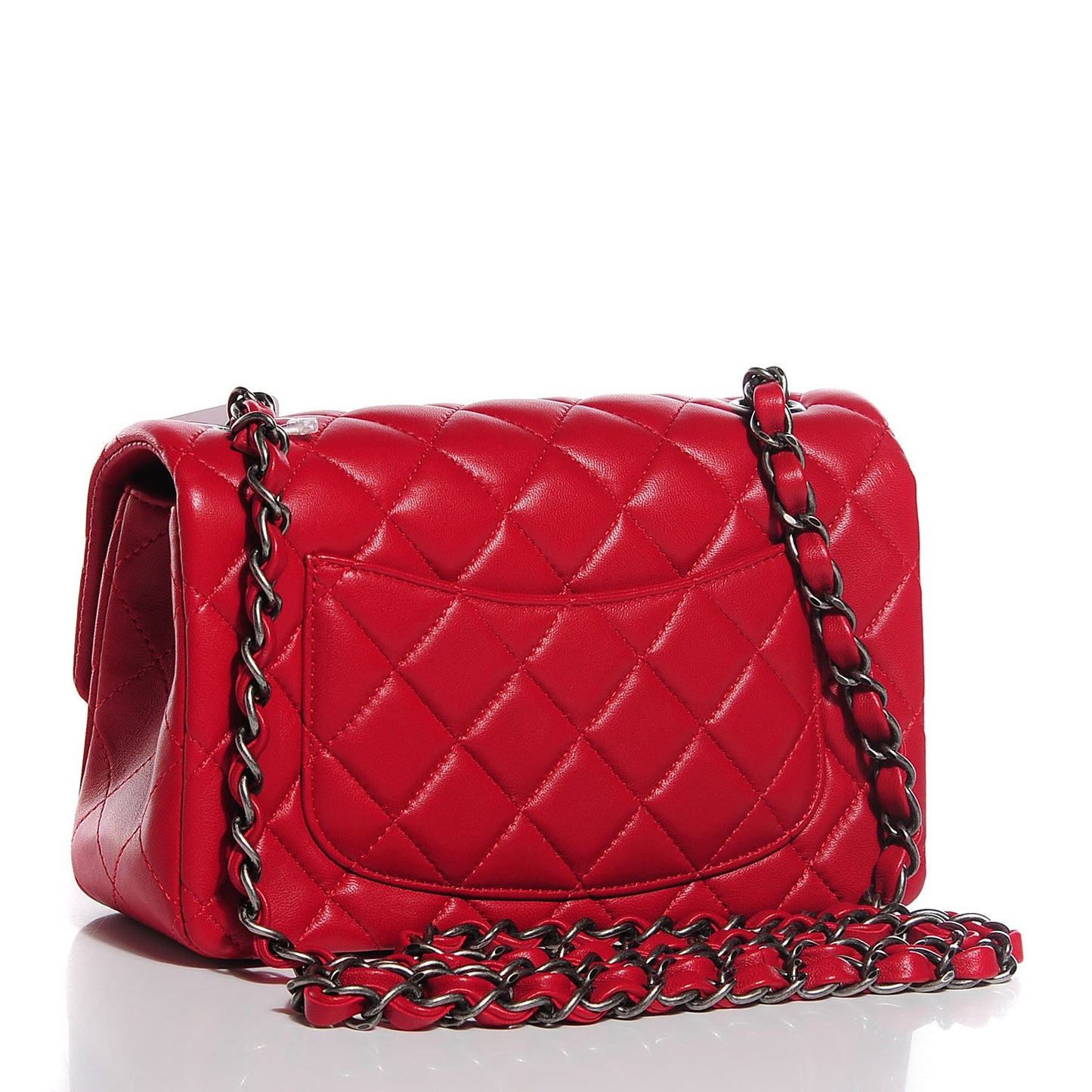 Lambskin Quilted Mini Rectangular Flap Red