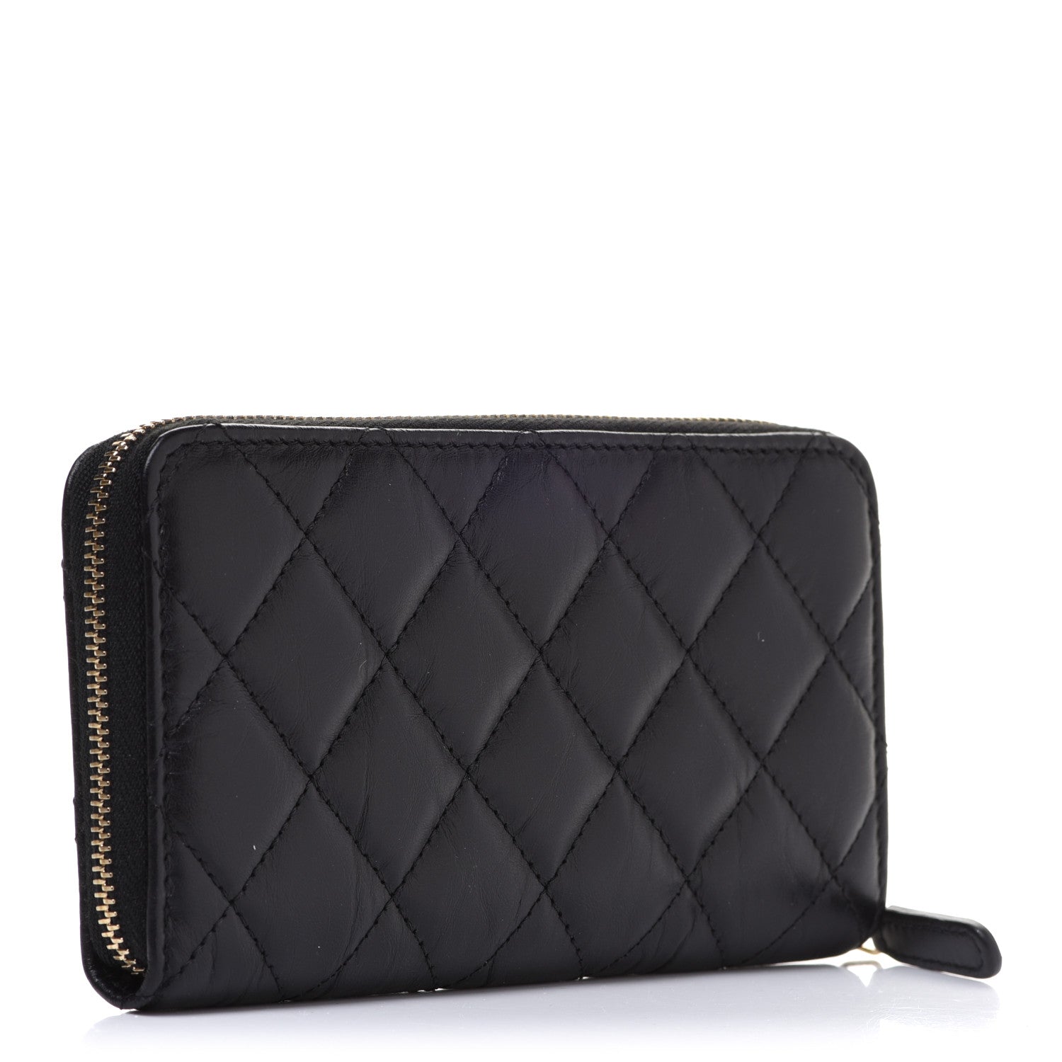 Chanel Aged Calfskin Quilted Small New York Charms 2.55 Reissue Zip Around Wallet Black 3 of 13