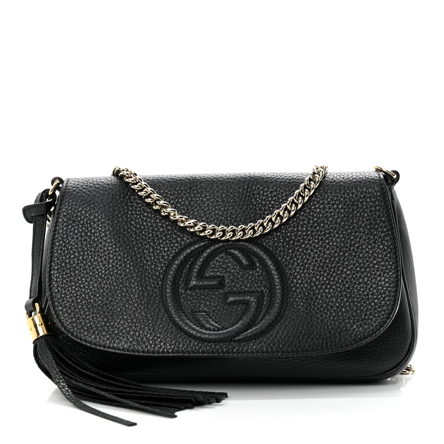 Gucci Pebbled Calfskin Medium Soho Flap Crossbody Black 1 of 15