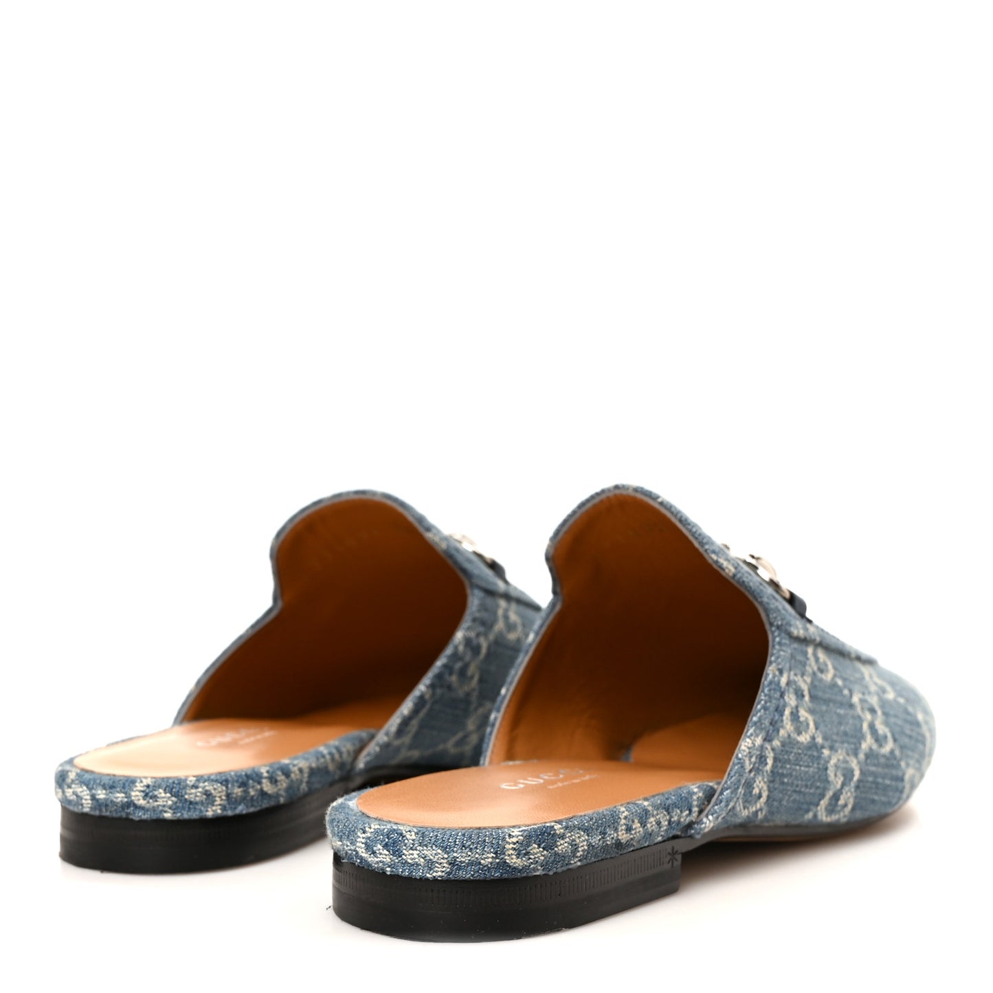 New Denim GG Malaga Kid Womens Princetown Slippers 36.5 Light Blue Royale