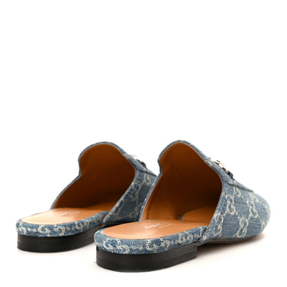 Gucci New Denim GG Malaga Kid Womens Princetown Slippers 36.5 Light Blue Royale 5 of 10