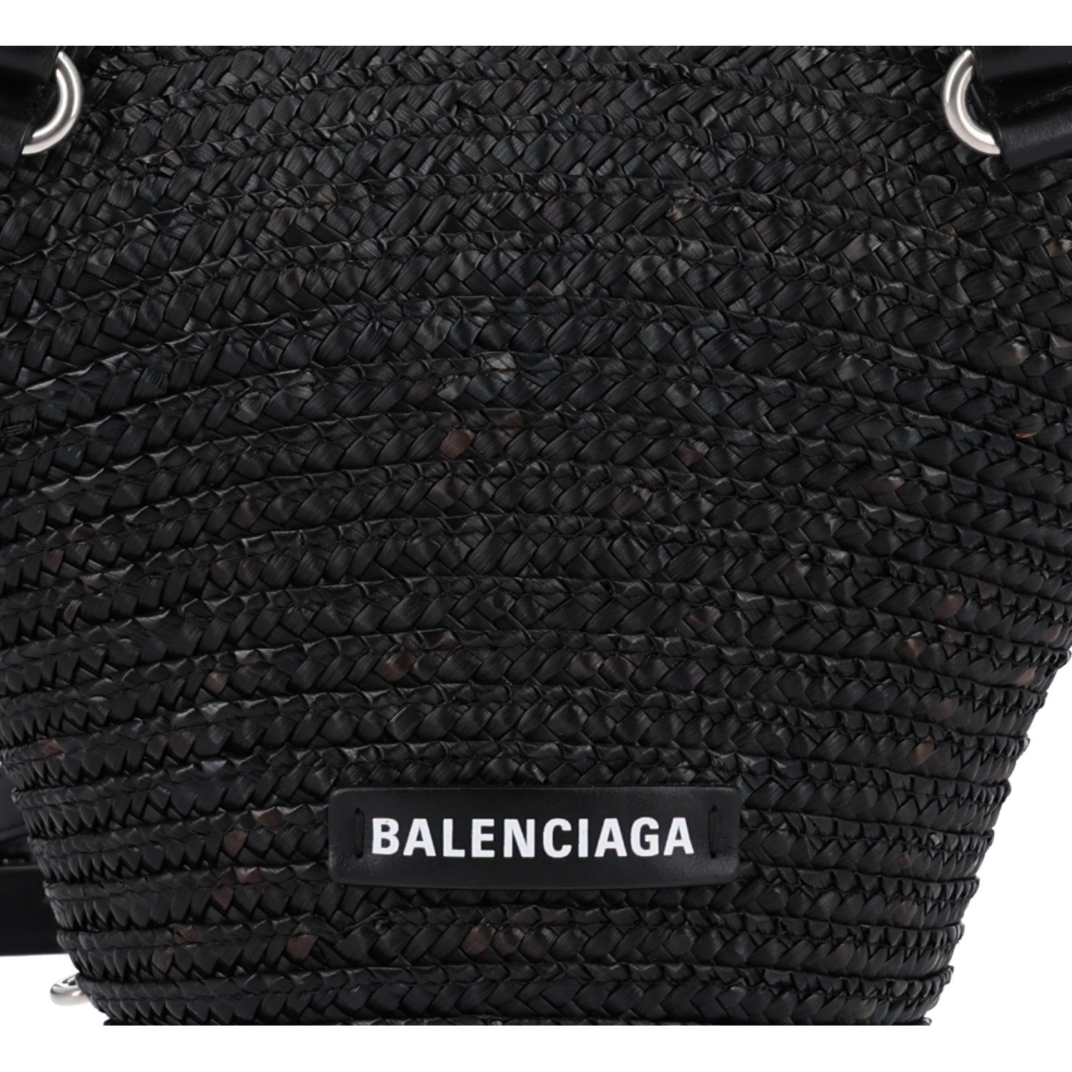 Balenciaga Raffia Woven Mini Le Cagole Tote Bag Black 8 of 10