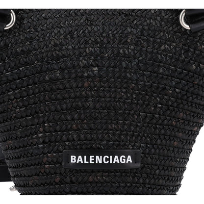Balenciaga Raffia Woven Mini Le Cagole Tote Bag Black 8 of 10