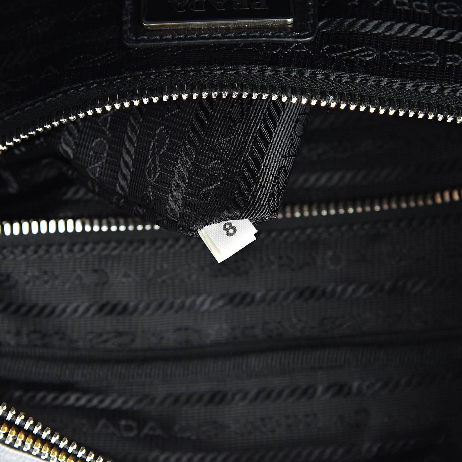 Prada Glace Calfskin Zippers Plaque Boston Black 7 of 12