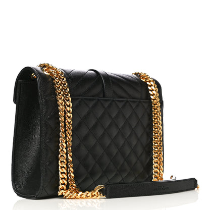 Saint Laurent Grain De Poudre Textured Mixed Matelasse Triquilt Medium Monogram Satchel Black 3 of 12