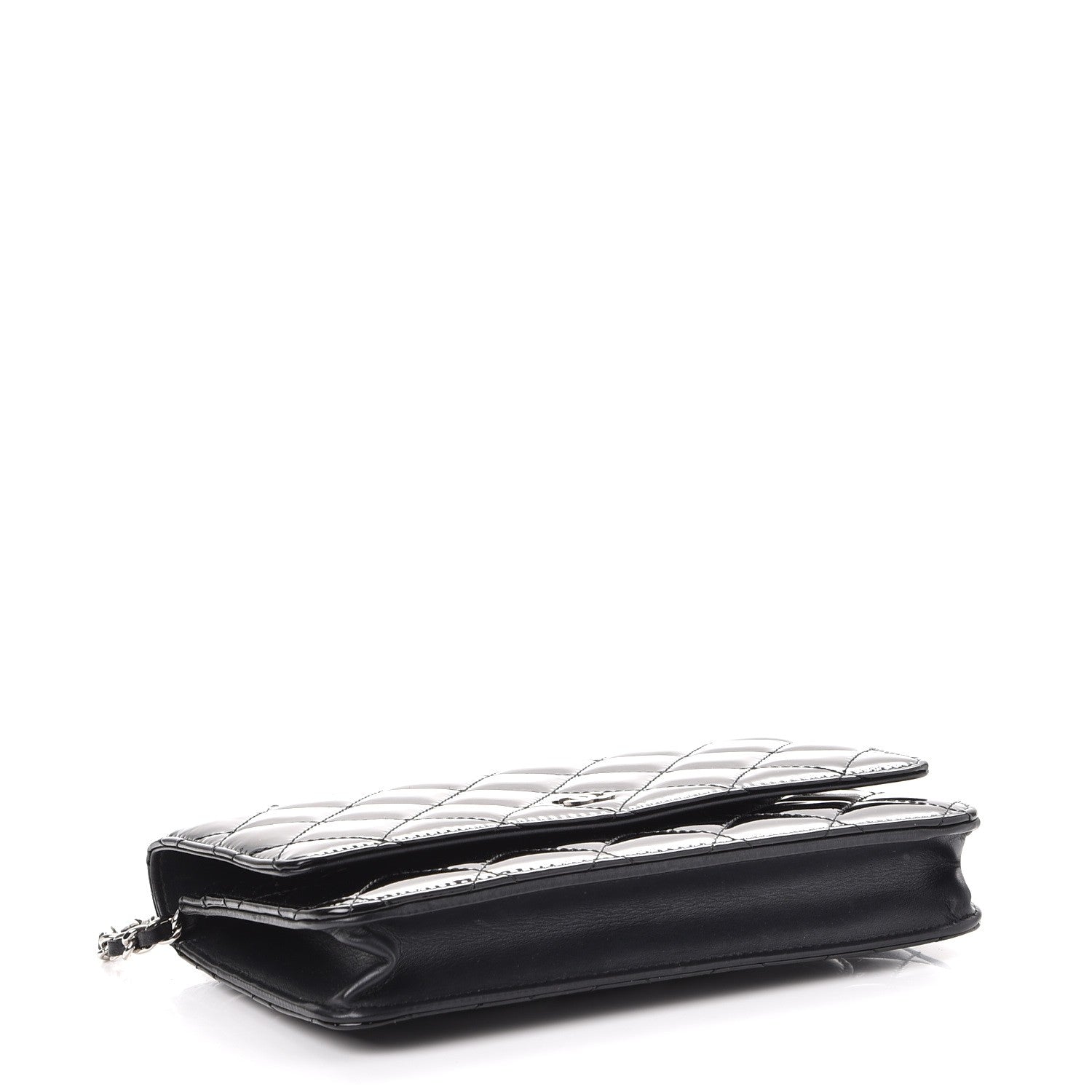 Chanel Patent Quilted Wallet On Chain WOC Black 4 of 10