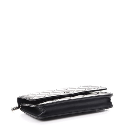 Chanel Patent Quilted Wallet On Chain WOC Black 4 of 10