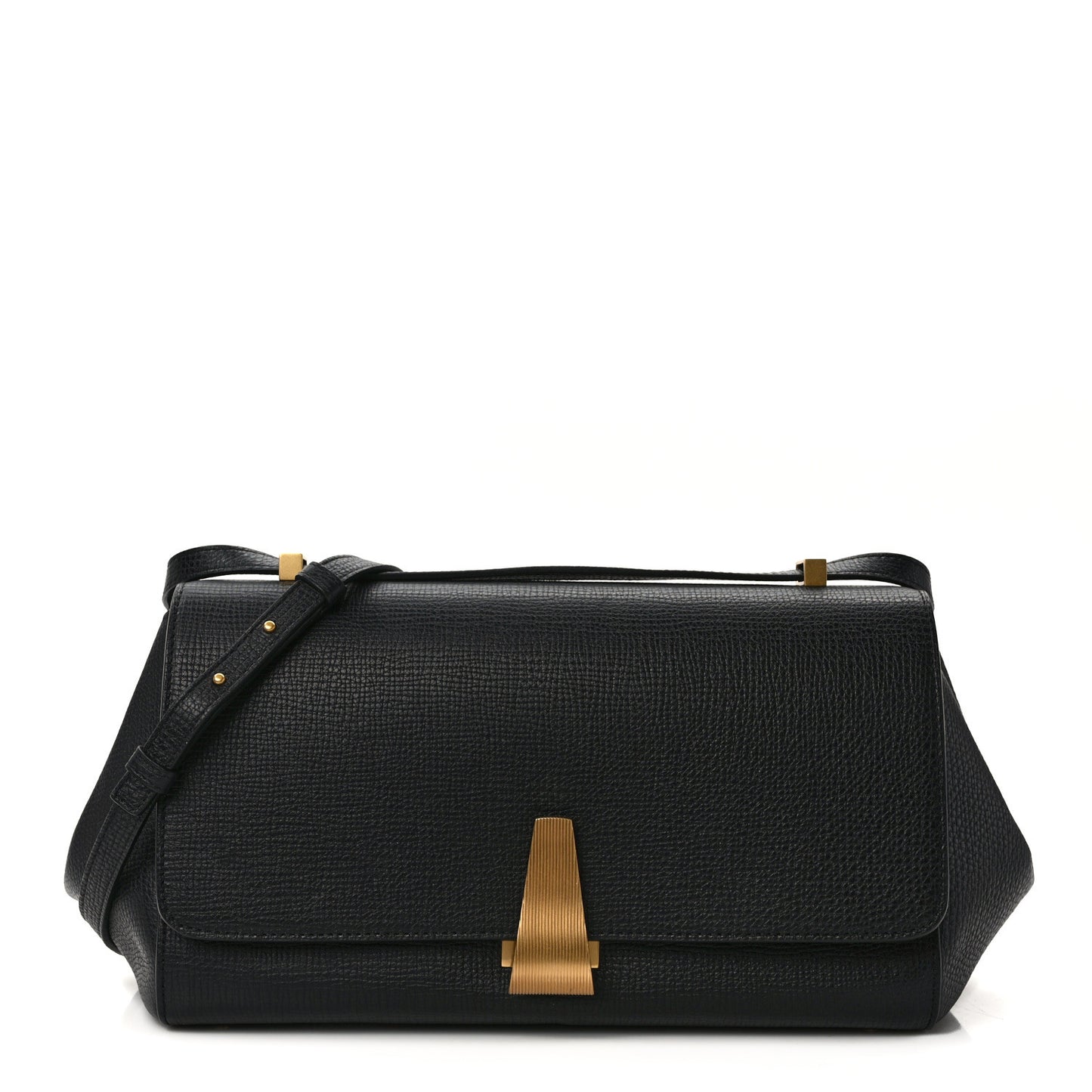 BOTTEGA VENETA Textured Calfskin Small BV Angle Shoulder Bag Black