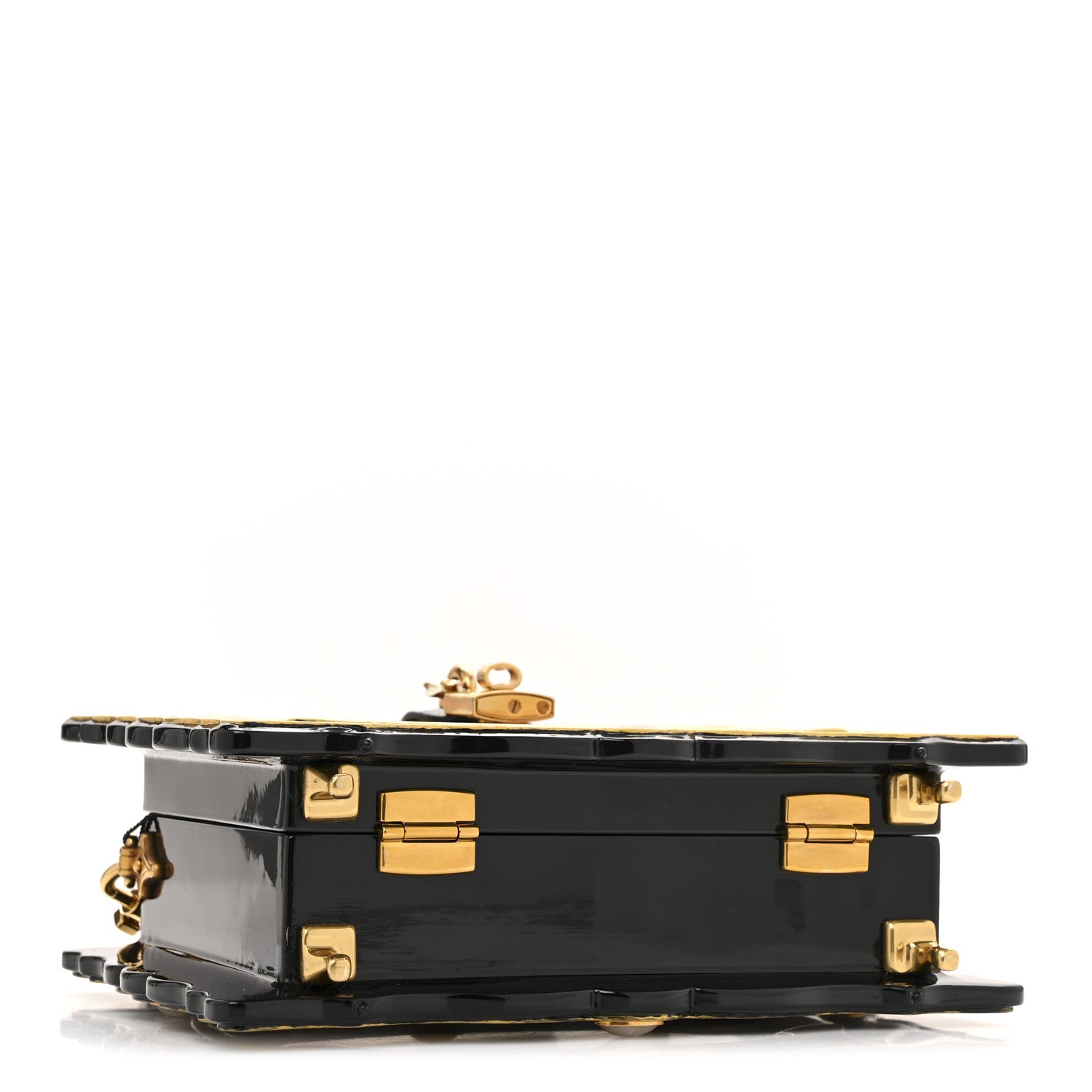 Dolce & Gabbana Plexiglass Snakeskin Cherub Box Bag Black Gold 7 of 29