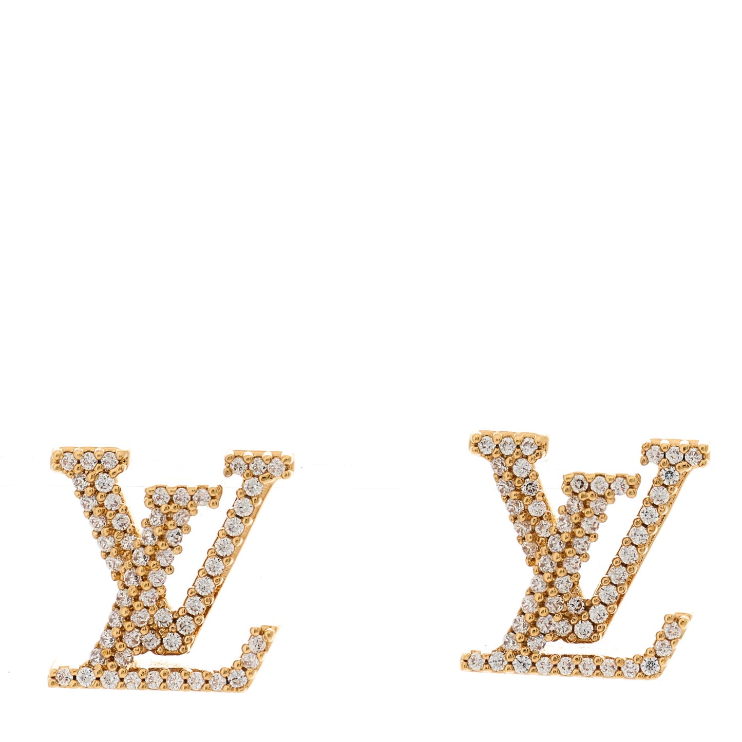 Metal Crystal LV Iconic Earrings Gold