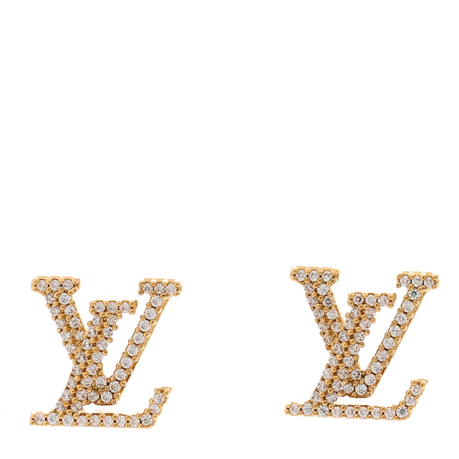 Louis Vuitton Metal Crystal LV Iconic Earrings Gold 1 of 6