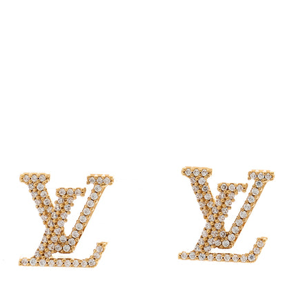 Louis Vuitton Metal Crystal LV Iconic Earrings Gold 1 of 6