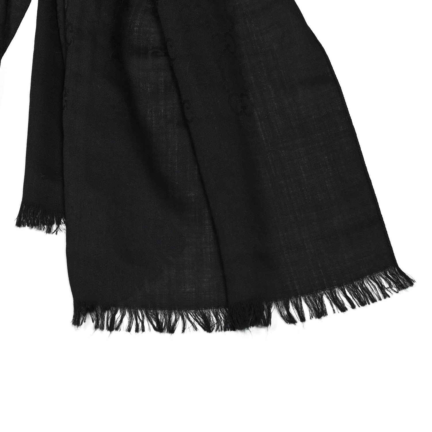 Gucci Wool Silk Monogram Scarf Black 3 of 3