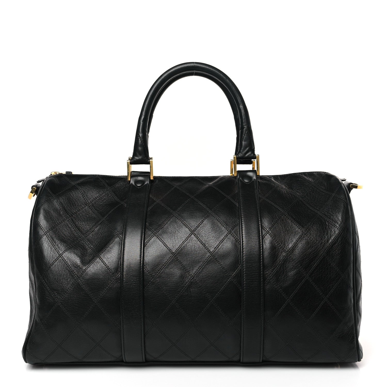 Chanel Calfskin Stitched CC Boston Black 1 of 11