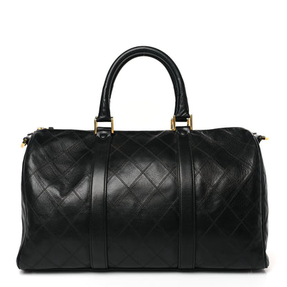 Chanel Calfskin Stitched CC Boston Black 1 of 11
