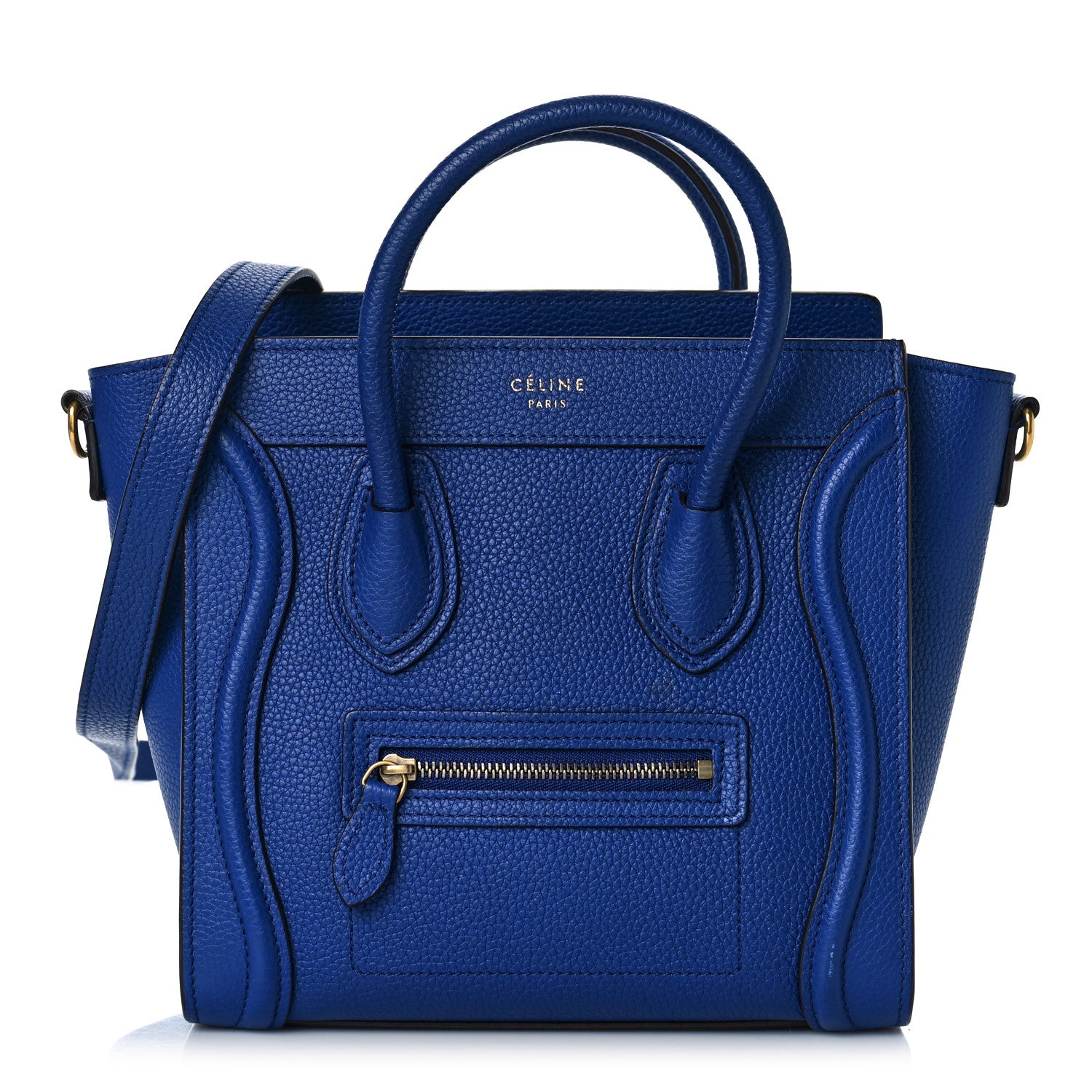 Celine Drummed Calfskin Nano Luggage Indigo 1 of 12