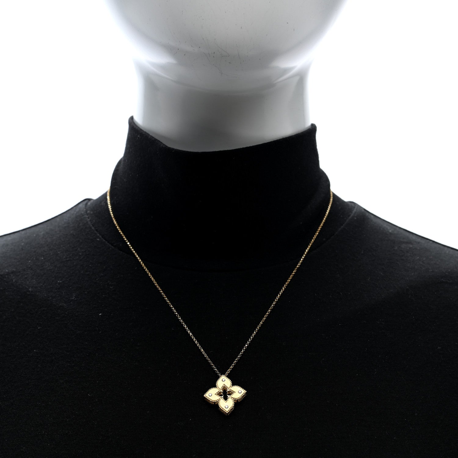 Roberto Coin 18K Yellow Gold Diamond Medium Venetian Princess Flower Pendant Necklace 2 of 5