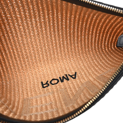 Fendi Straw Vitello King Logo Woven Medium Flat Pouch Paglia Black 5 of 6