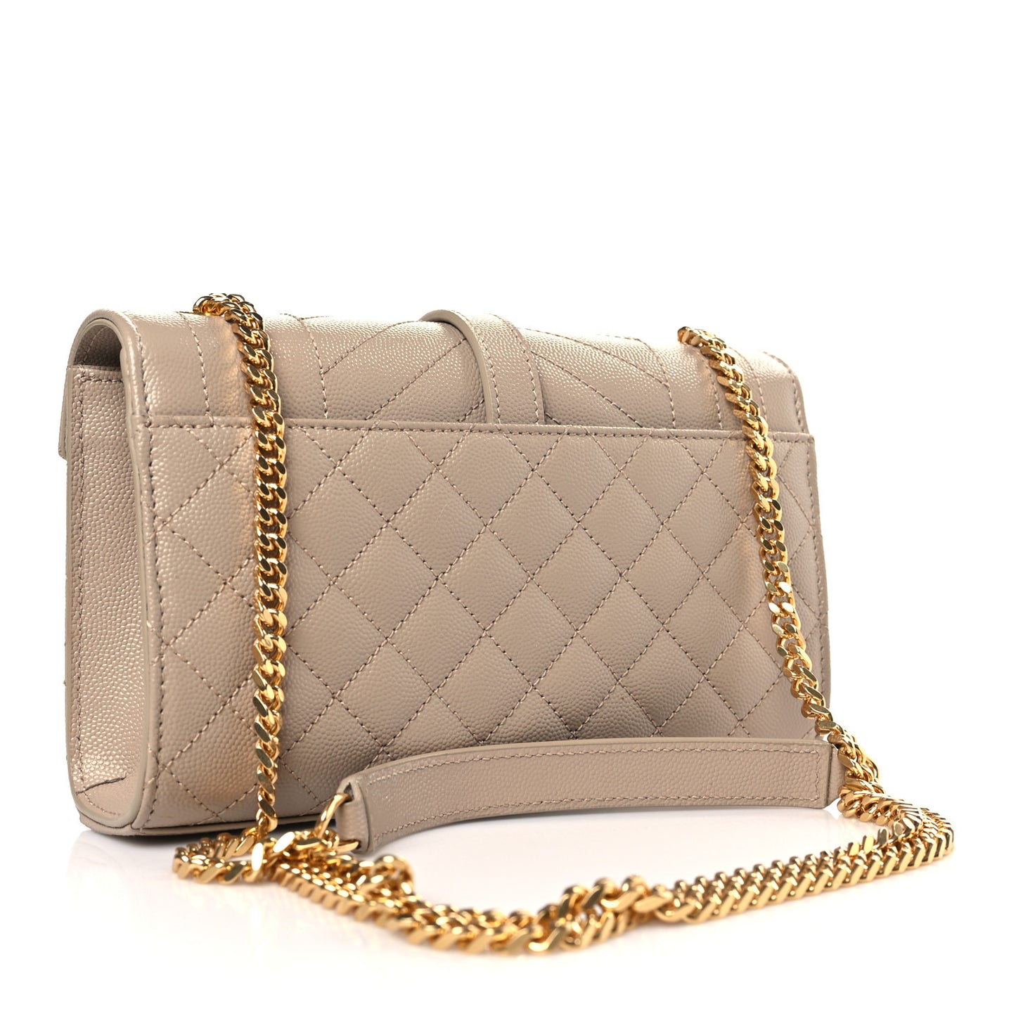 Grain De Poudre Textured Mixed Matelasse Triquilt Small Monogram Satchel Dark Beige