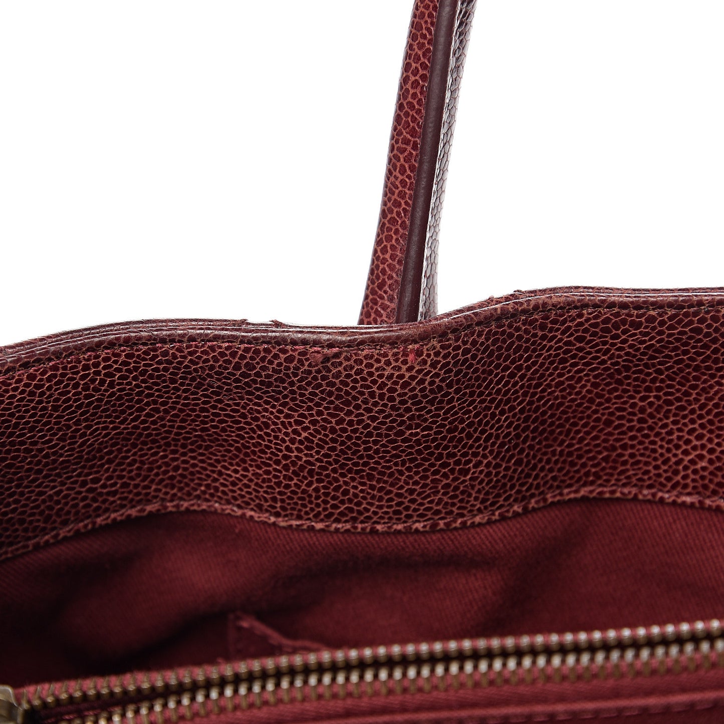 Glazed Caviar Quilted Small Shiva Tote Burgundy