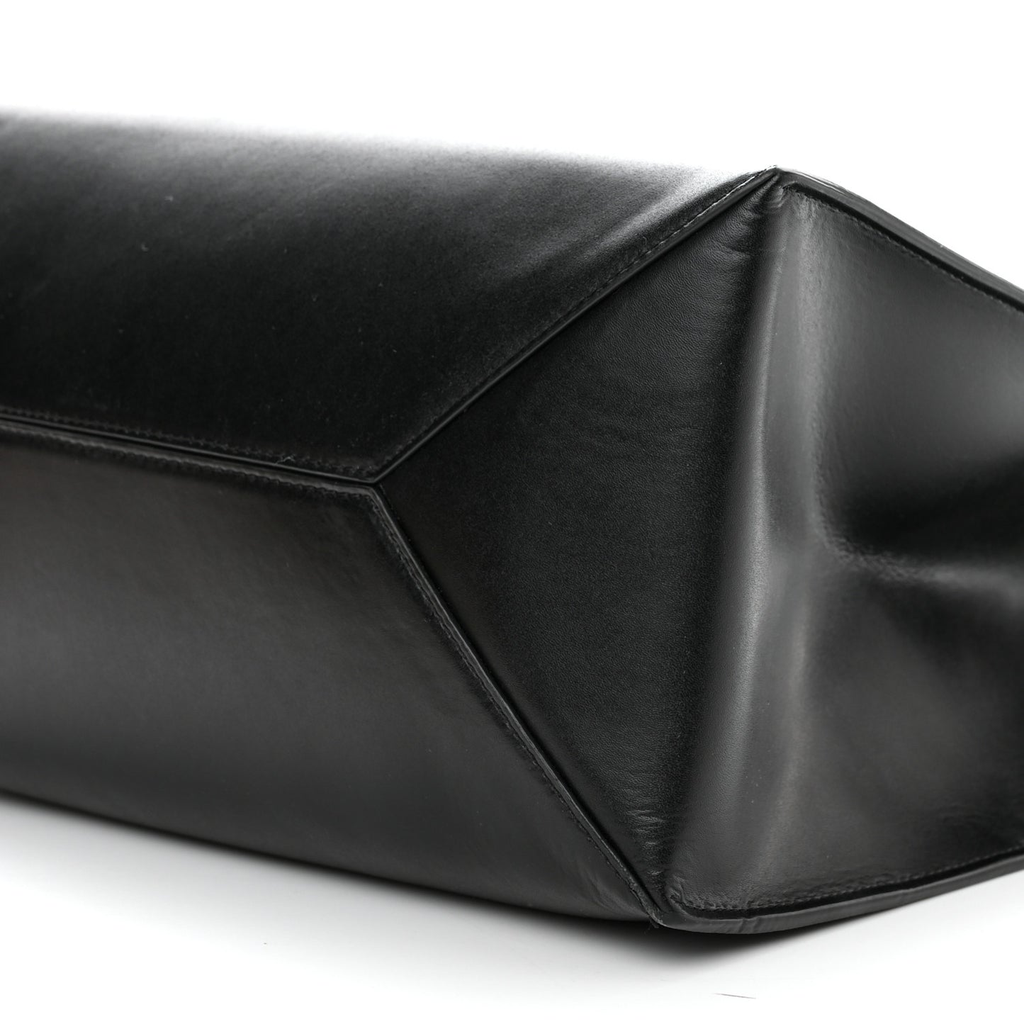 Calfskin Logo Debossed Tote Black