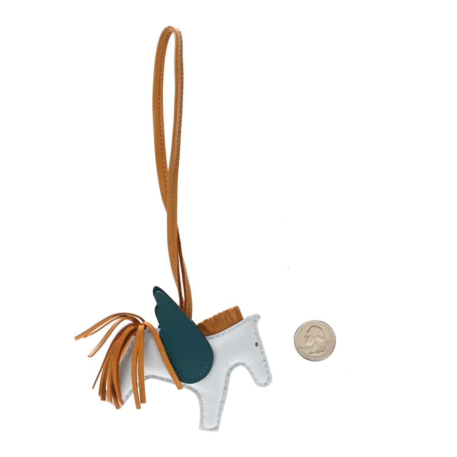 Hermes Milo Lambskin Grigri Rodeo Pegase Horse Bag Charm PM Bleu Brume Sesame Vert Bosphore 2 of 4